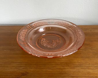 Vintage Pink Depression Glass Bowl "Sharon" Pattern Or "Cabbage Rose" Federal Glass Company