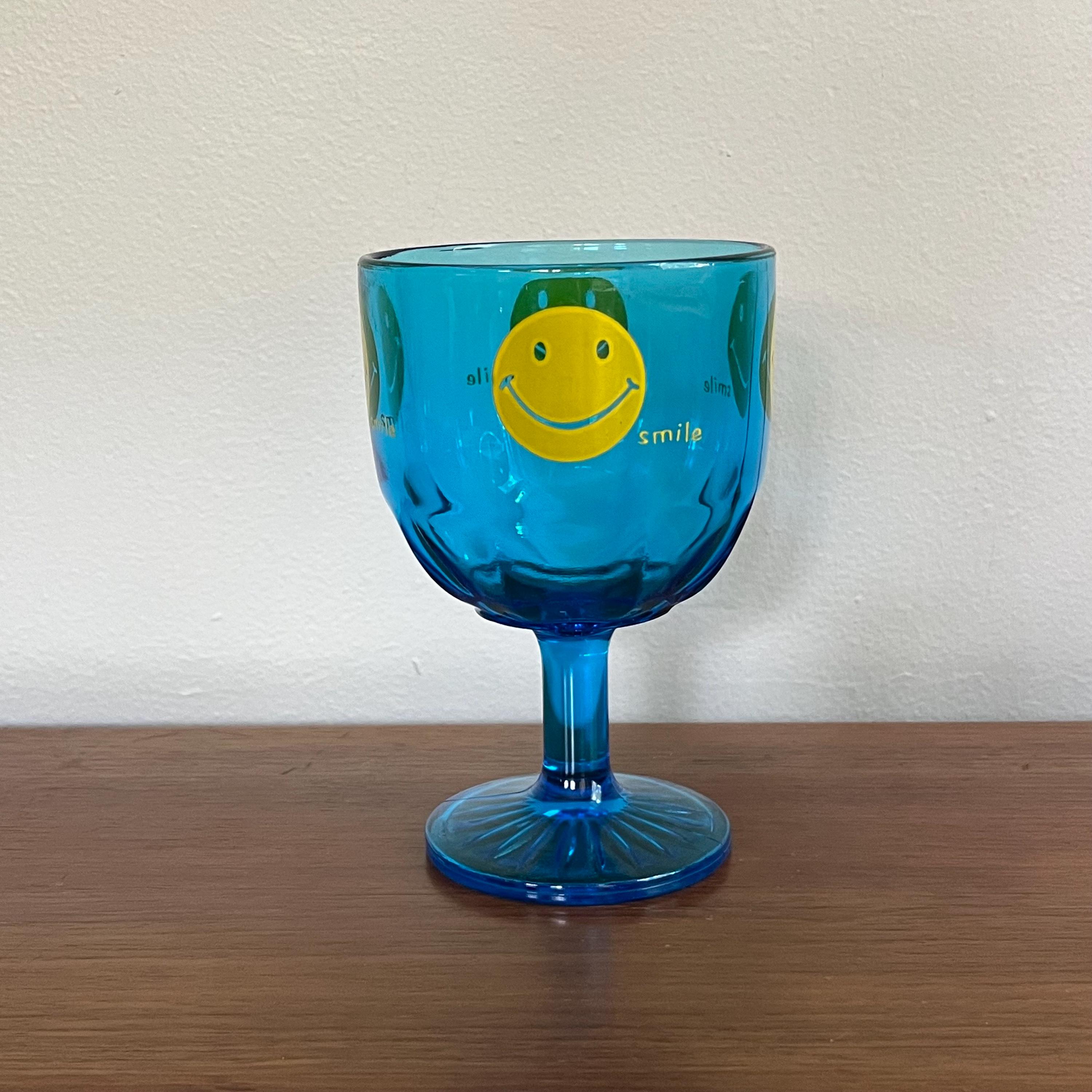 Vintage Turquoise Smiley Face Goblet: Retro Barware - Etsy