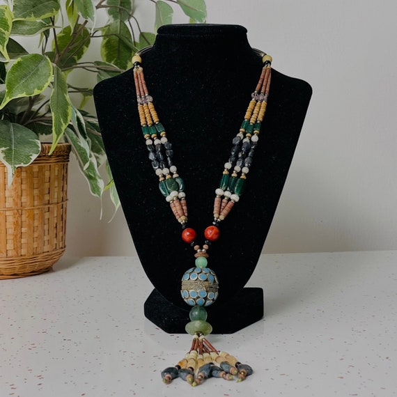 YAZILIND ヴィンテージアンティーク織りビーズボヘミアフラワーペンダントネックレス ココナッツシェルチャーム付き レディース 並行輸入品 おしゃれに飾りつける楽しみ フラワーベース ＴＨＥ ＳＥＡＳＯＮＳ