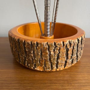 Vintage Live Edge Wood Nut Bowl Set: Mid Century Rustic Decor image 5