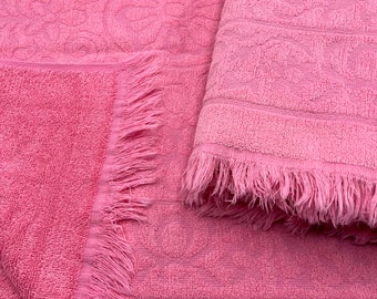 Vintage Pink Cotton Bath Towels Vintage Bath Towels Danish Pastel Barbiecore Cotton Towels