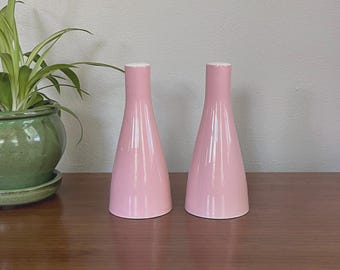 Mid Century Modern Pink Ceramic Salt and Pepper Shakers - Made in England