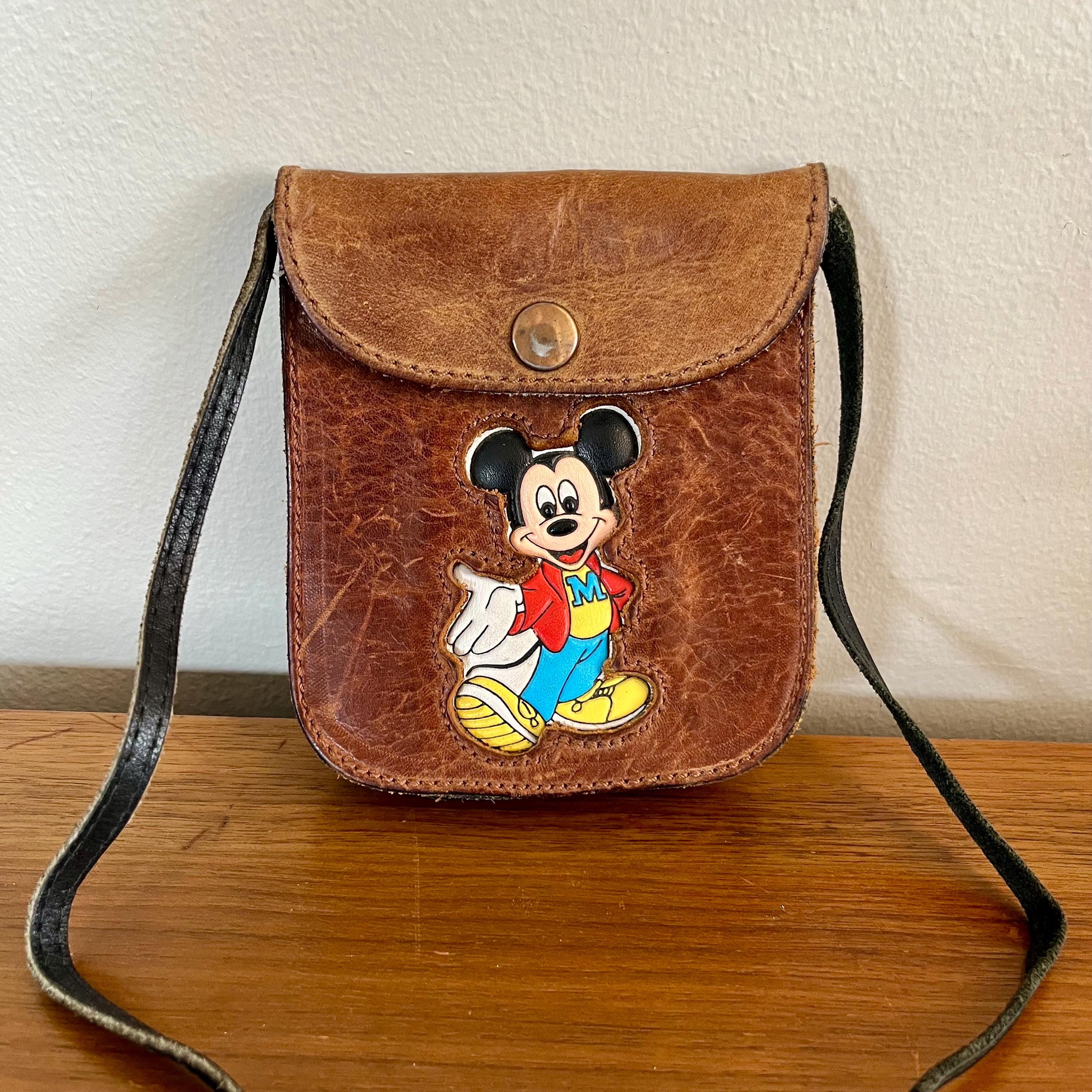 Vintage 1970s Leather Mickey Mouse Crossbody Purse