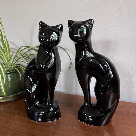 Vintage Black Cat Statues: Mid Century Modern Halloween Decor - Etsy