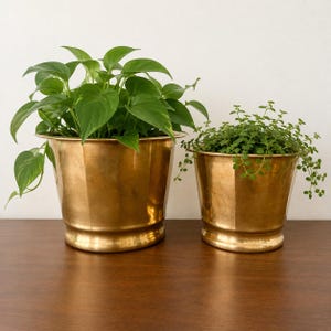 Vintage Brass Plant Pot Set – Mid Century Planters (Set of Two)