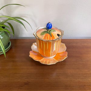 Vintage Noritake Peach Lusterware Jam Jar, Sugar Bowl, Honey Pot, Nippon Nagoya, Morimura, Japan