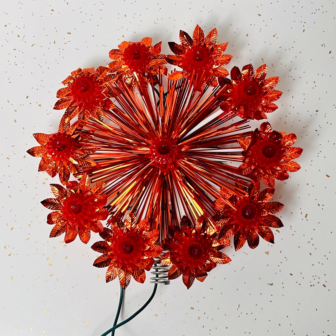 Vintage Christmas Tree Topper Bright Red Christmas Tree Light Vintage