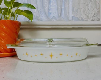 Vintage Pyrex, Divided Baking Dish, Oval Casserole With Lid, 1959 ...