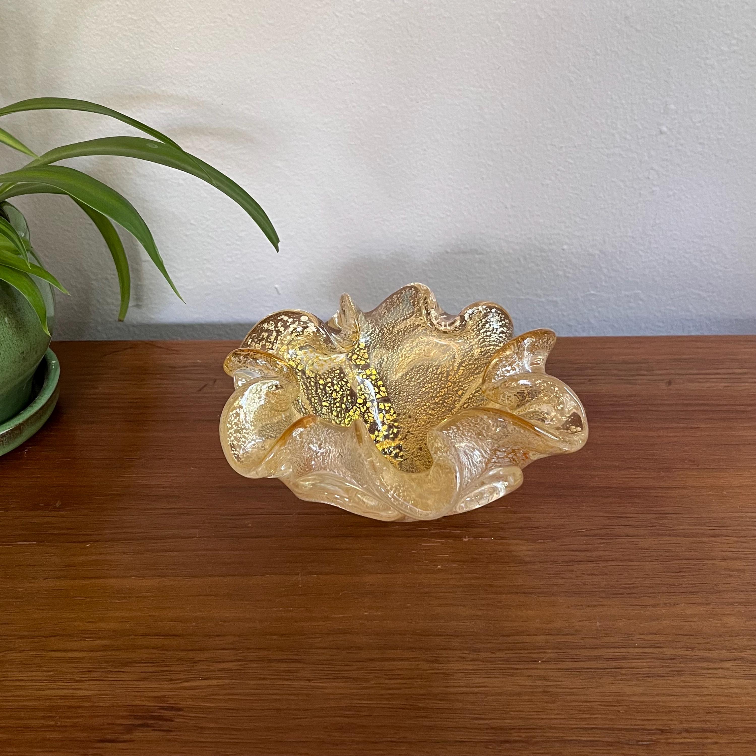 MURANO GOLD 24K HAND DECORATED ムラノ 灰皿 Murano Glass Ashtray With Gold Flecks - Etsy