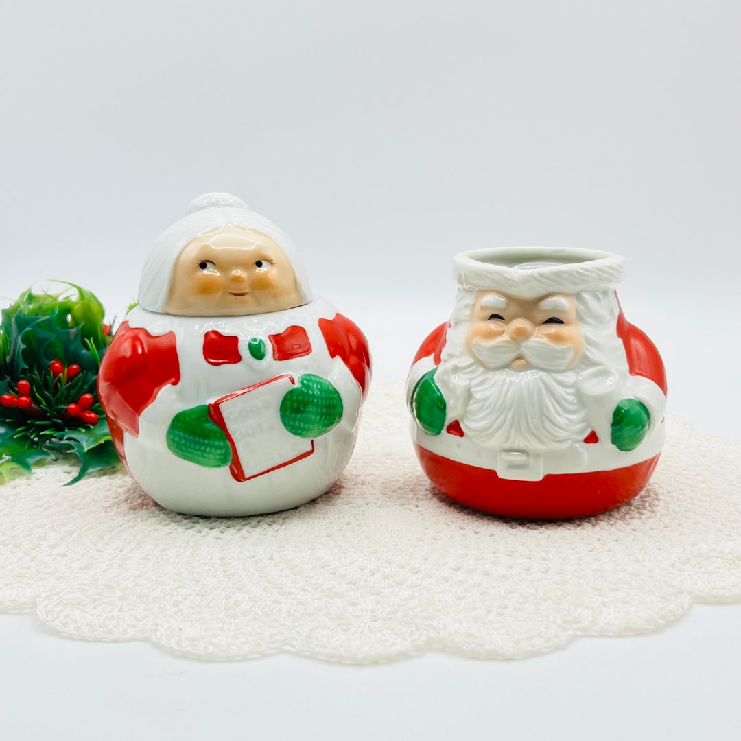 Kitsch Santa Creamer and Mrs. Clause Sugar Bowl Set Avon 1983 Etsy