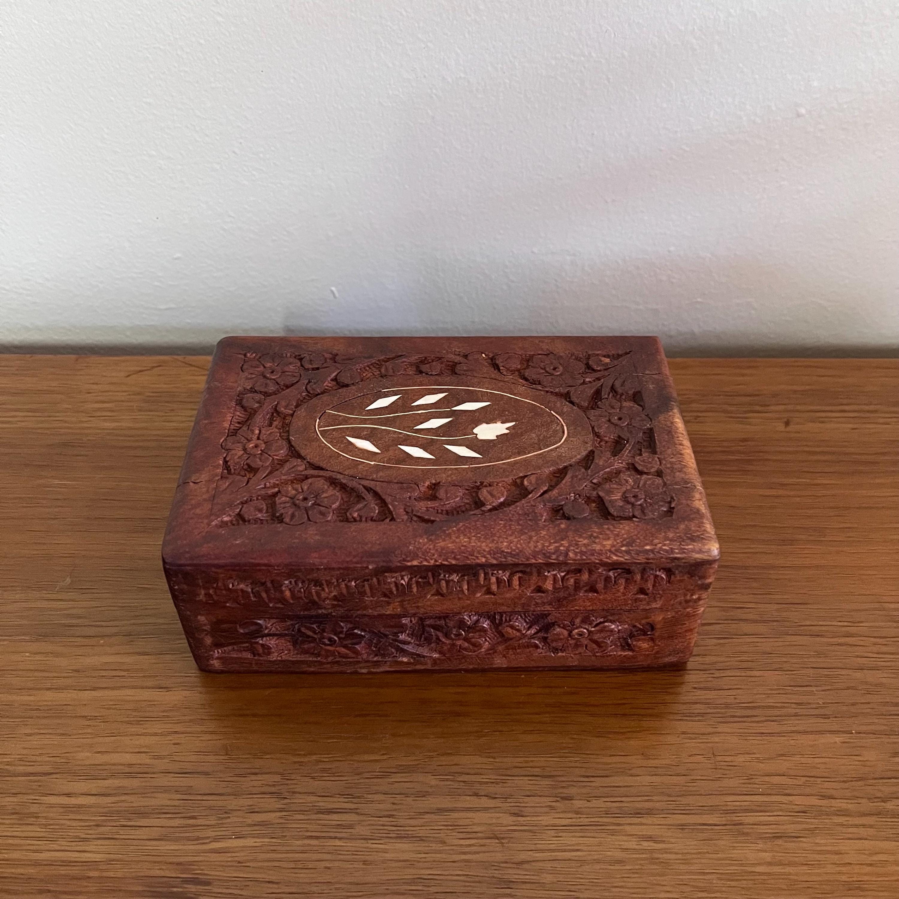 Vintage Carved Rosewood Stash Box, Lidded Storage - Etsy