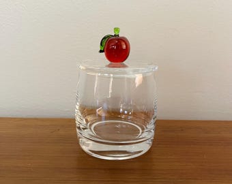 Vintage Glass Sugar Dish: Apple Finial Kitchen Storage Jar