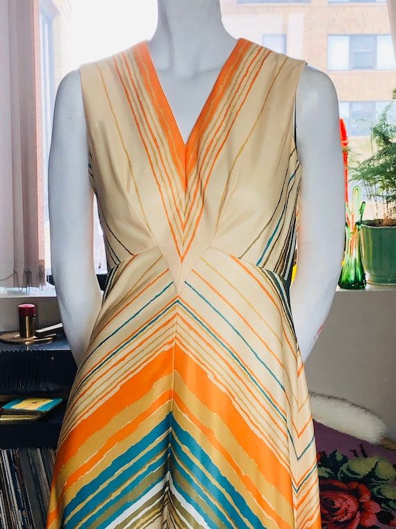 1970s Maxi Dress, Retro Maxi Dress, Retro Dress, S