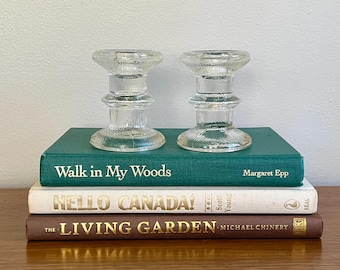 Candelabros de cristal de estilo nórdico vintage, decoración escandinava moderna de mediados de siglo, juego de 2