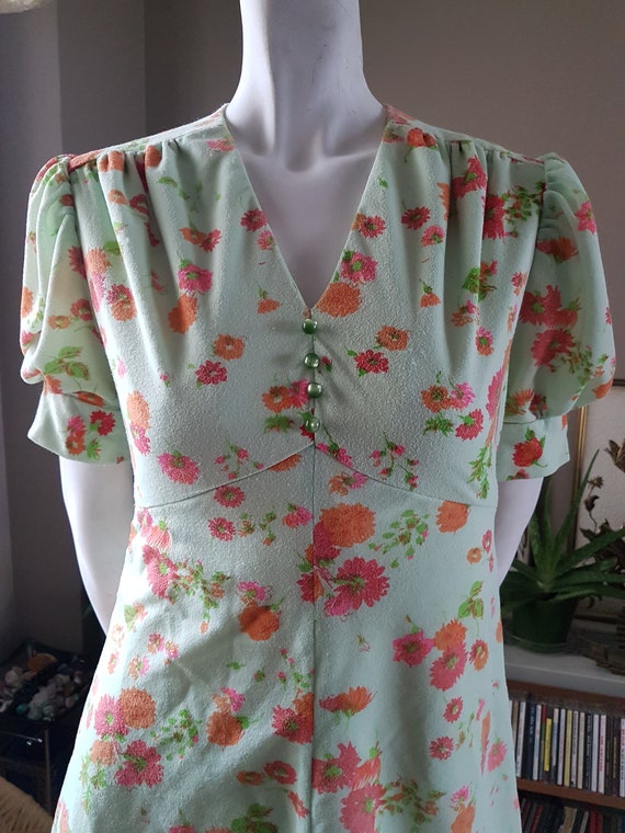Vintage Mod Dress, Orange Flower Dress, 1960's Mod