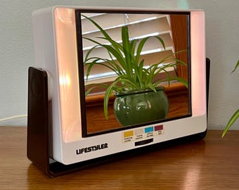 Vintage Lifestyler Lighted Vanity Mirror – 1970s Swivel Makeup Mirror, Double-Sided Magnifying, Adjustable Lighting