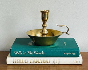 Vintage Brass Chamber Candle Holder: Dark Academia Mid Century Decor