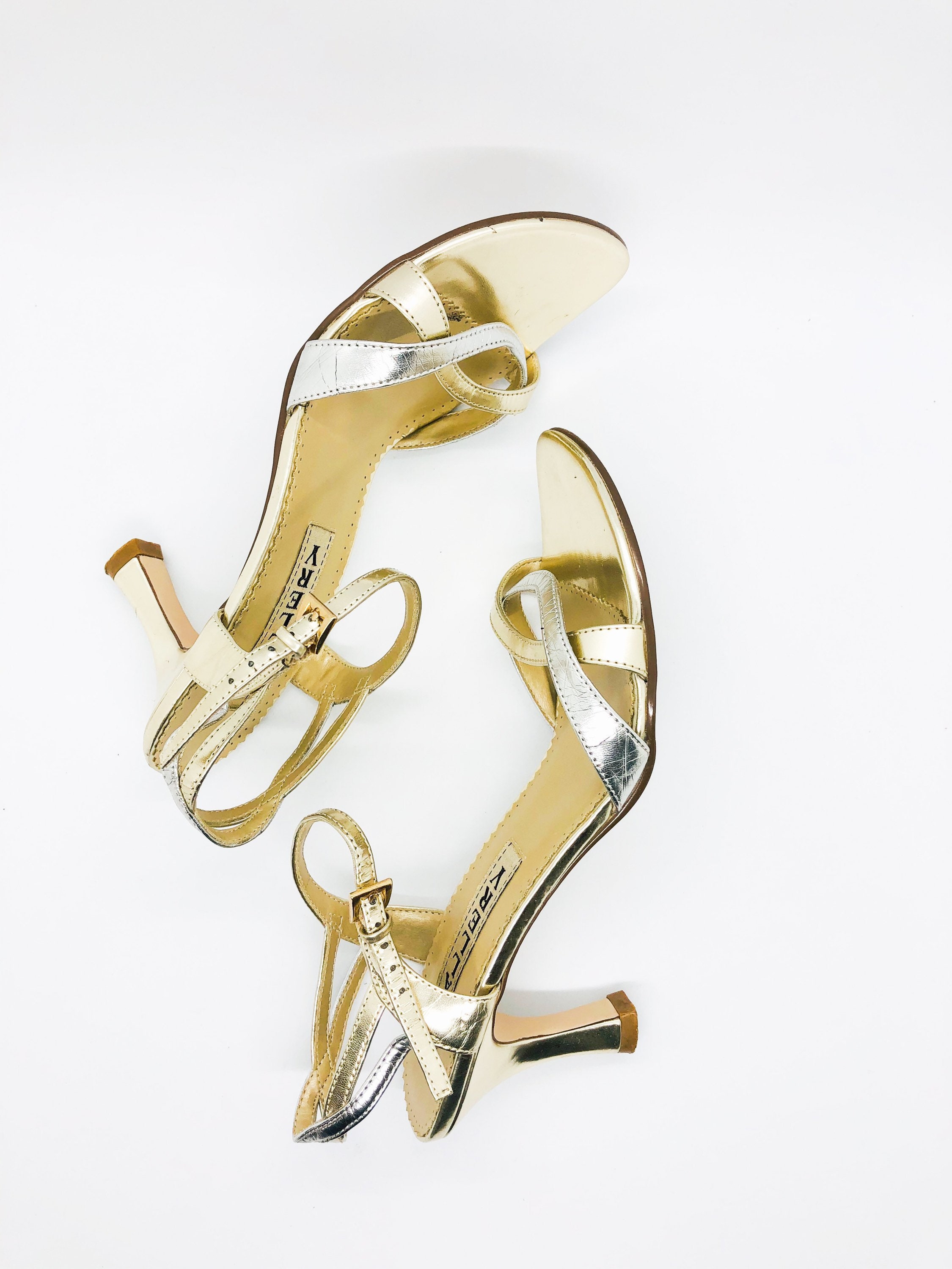 Vintage Strappy Heels Vintage Gold Heels Vintage Pumps | Etsy