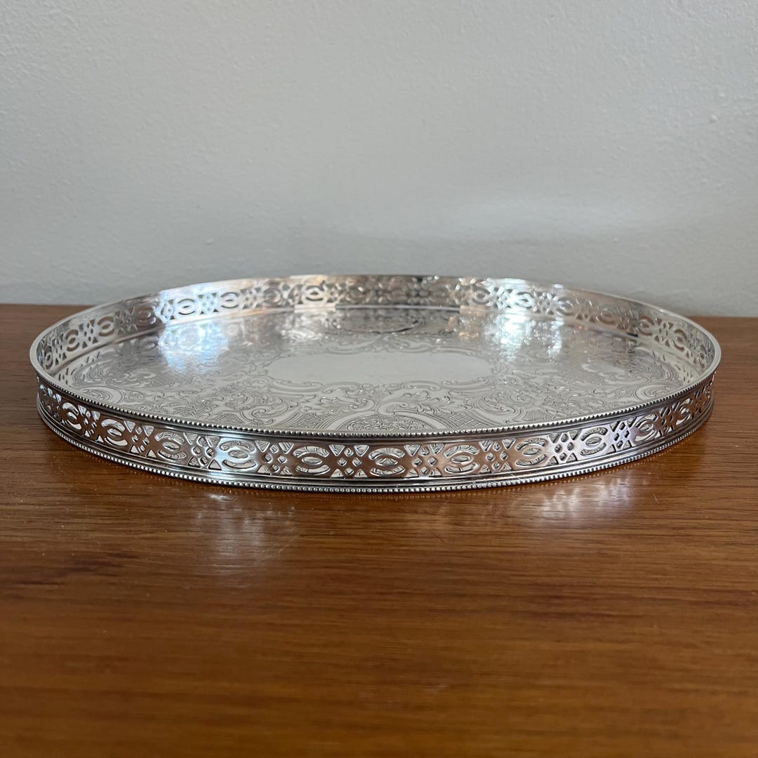 Vintage Silver Plated Gallery Tray: Cavendish England Barware