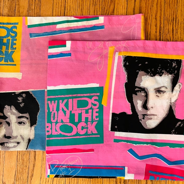 New Kids On The Block Pillowcase Retro Boy Band Bedroom Decor Upcycle Revamp Reuse