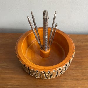 Vintage Live Edge Wood Nut Bowl Set: Mid Century Rustic Decor image 4