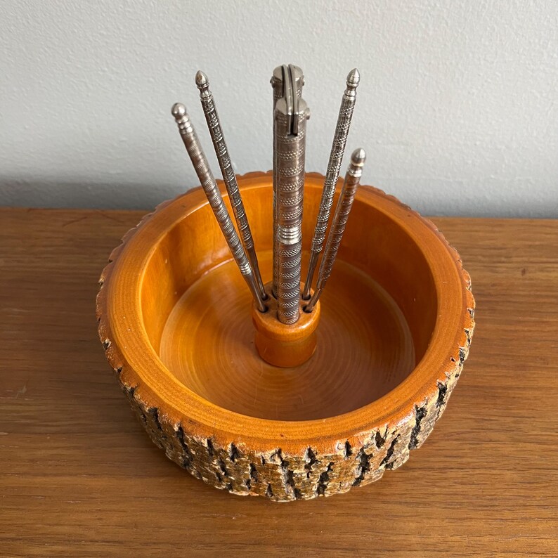 Vintage Live Edge Wood Nut Bowl Set: Mid Century Rustic Decor image 4