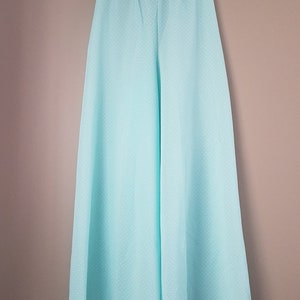 Palazzo Pants, Baby Blue,  Polka Dot, Palazzo Pants, Retro Bell Bottom Pants, Vintage Bell Bottoms, Mod, California Made