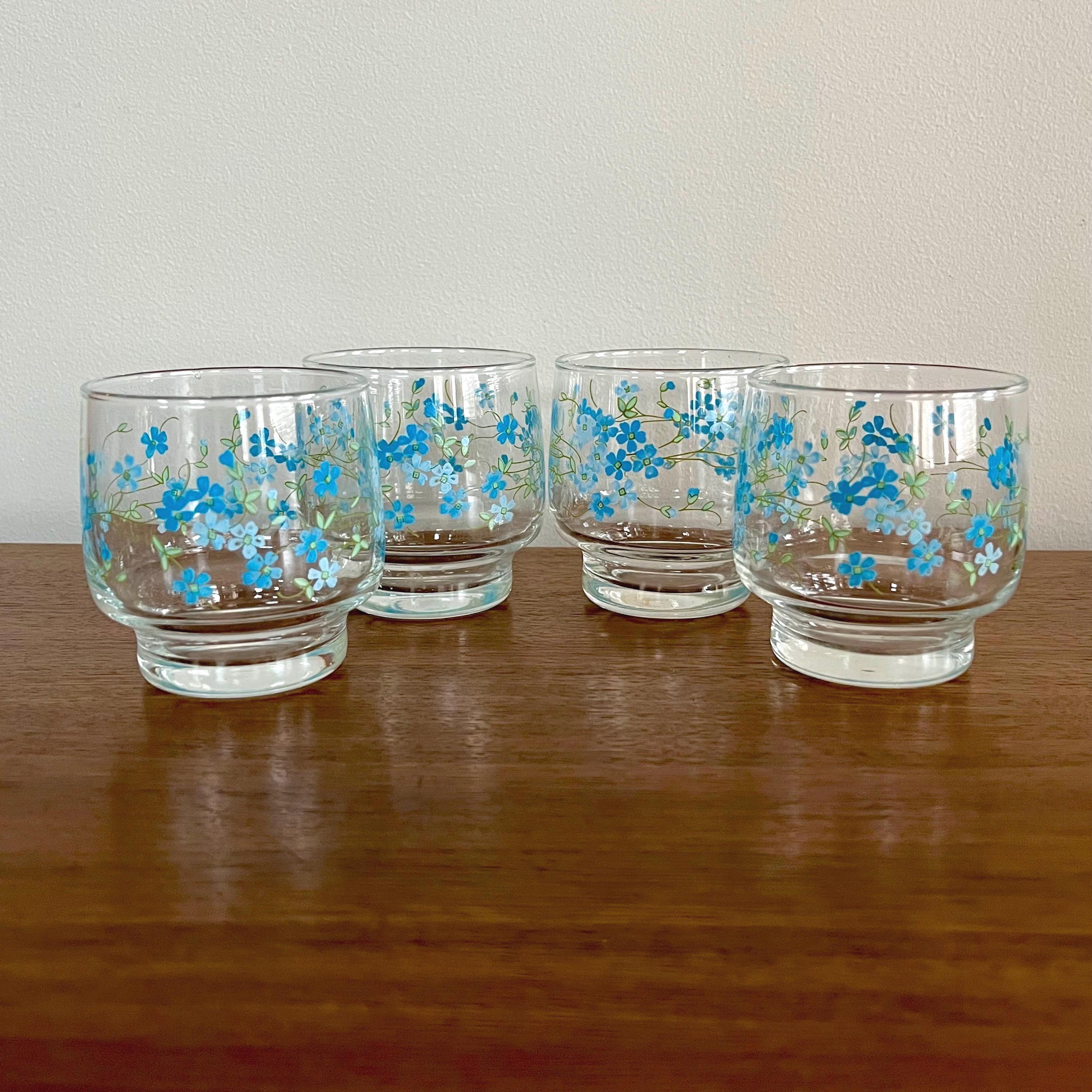 Lot De 6 Verres à Eau Arcopal Motif Floral Vintage - Multicolore, Gobelets Rétro