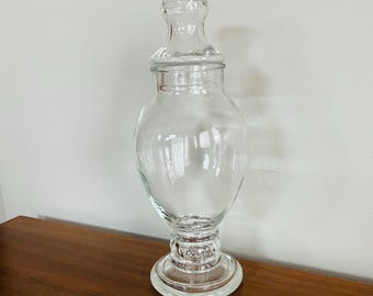 Vintage Apothecary Jar Heavy Clear Glass, Bathroom Kitchen Storage
