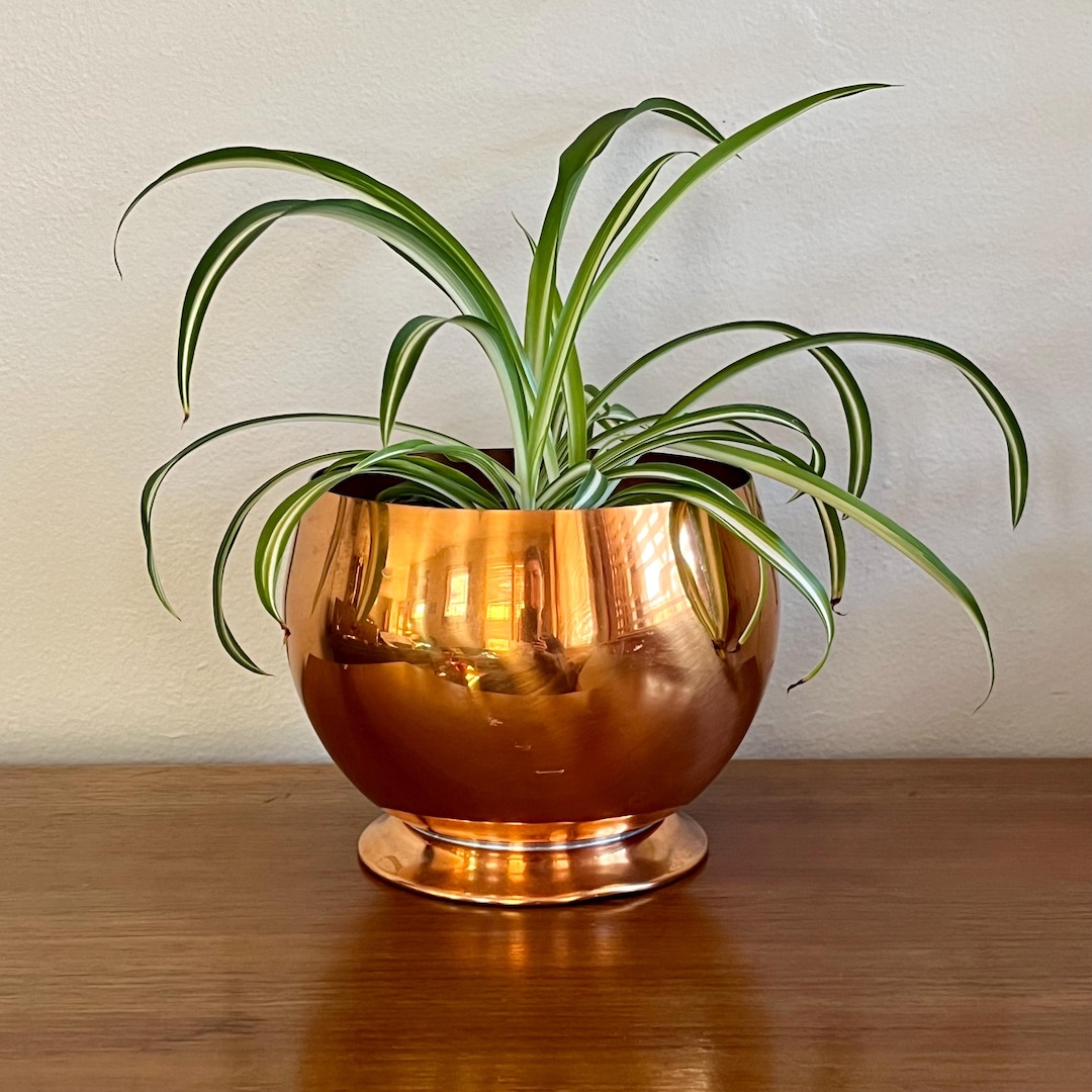 Vintage Copper Plant Pot, Copper Pedestal Plant Pot, Rustic Decor ...