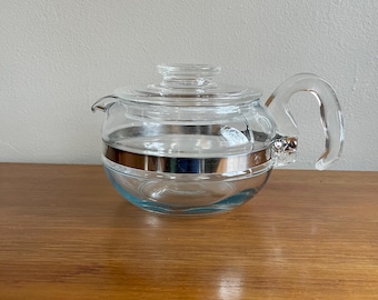 Théière Flameware en Pyrex vintage : Bouilloire en verre de 6 tasses Lire la description