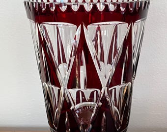 ヴィンテージ ルビーレッド カットトゥクリア ボヘミアン チェコガラス