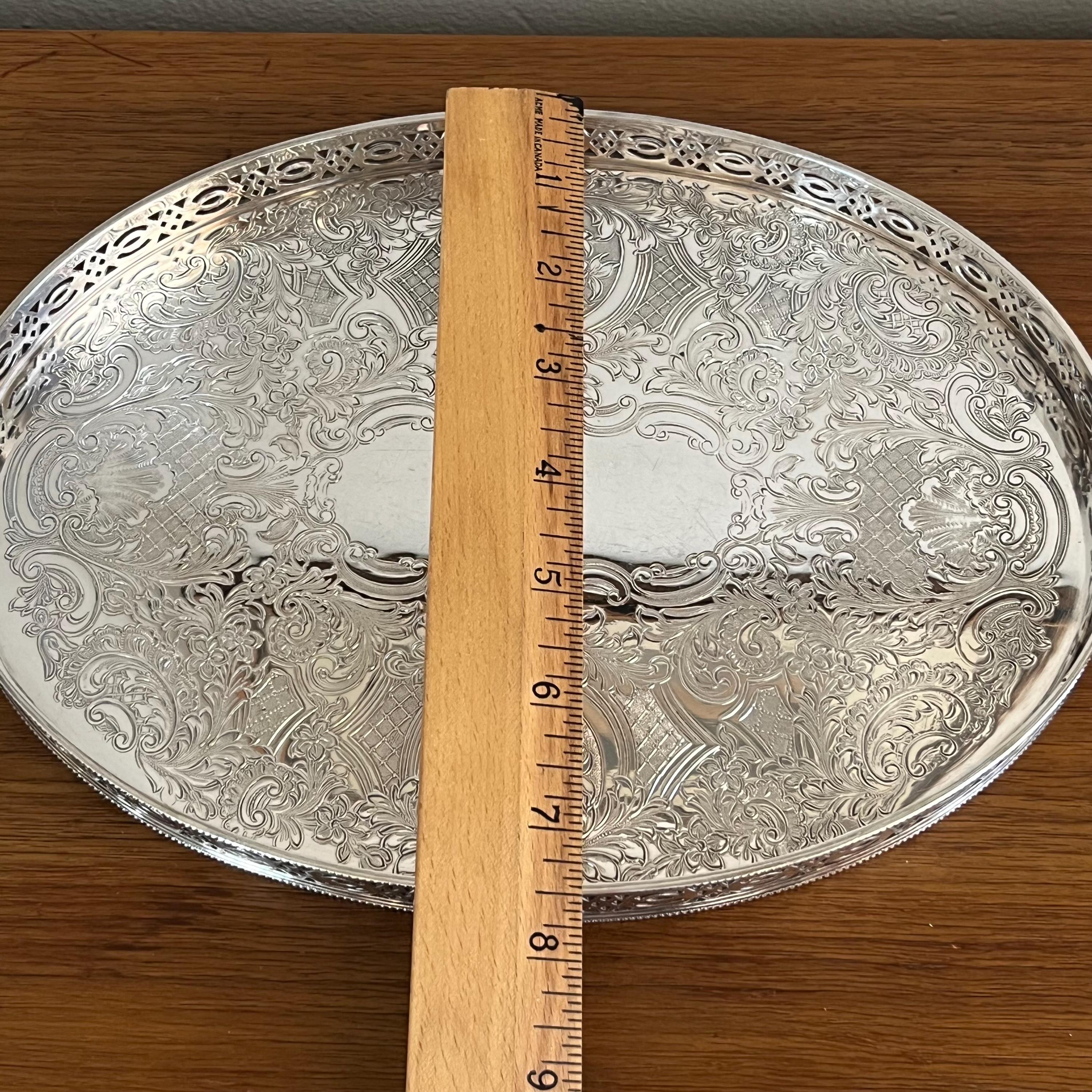 Vintage Silver Plated Gallery Tray: Cavendish England Barware