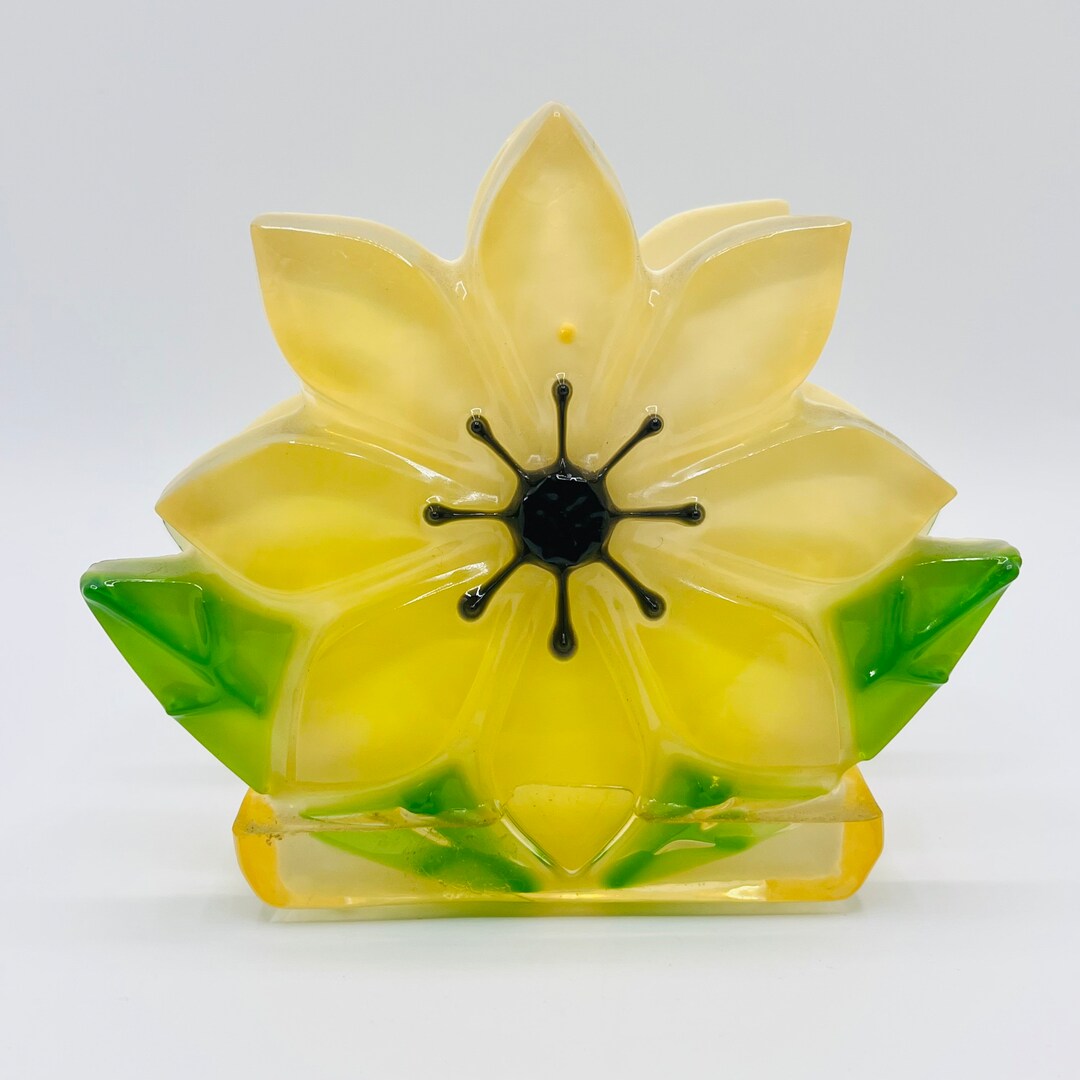 Lucite Flower Napkin Holder Vintage Mid Century Modern Kitsch Etsy