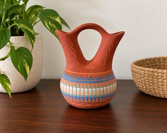 ヴィンテージ ホースヘア陶器 ポット サイン入り ネイティブアメリカン