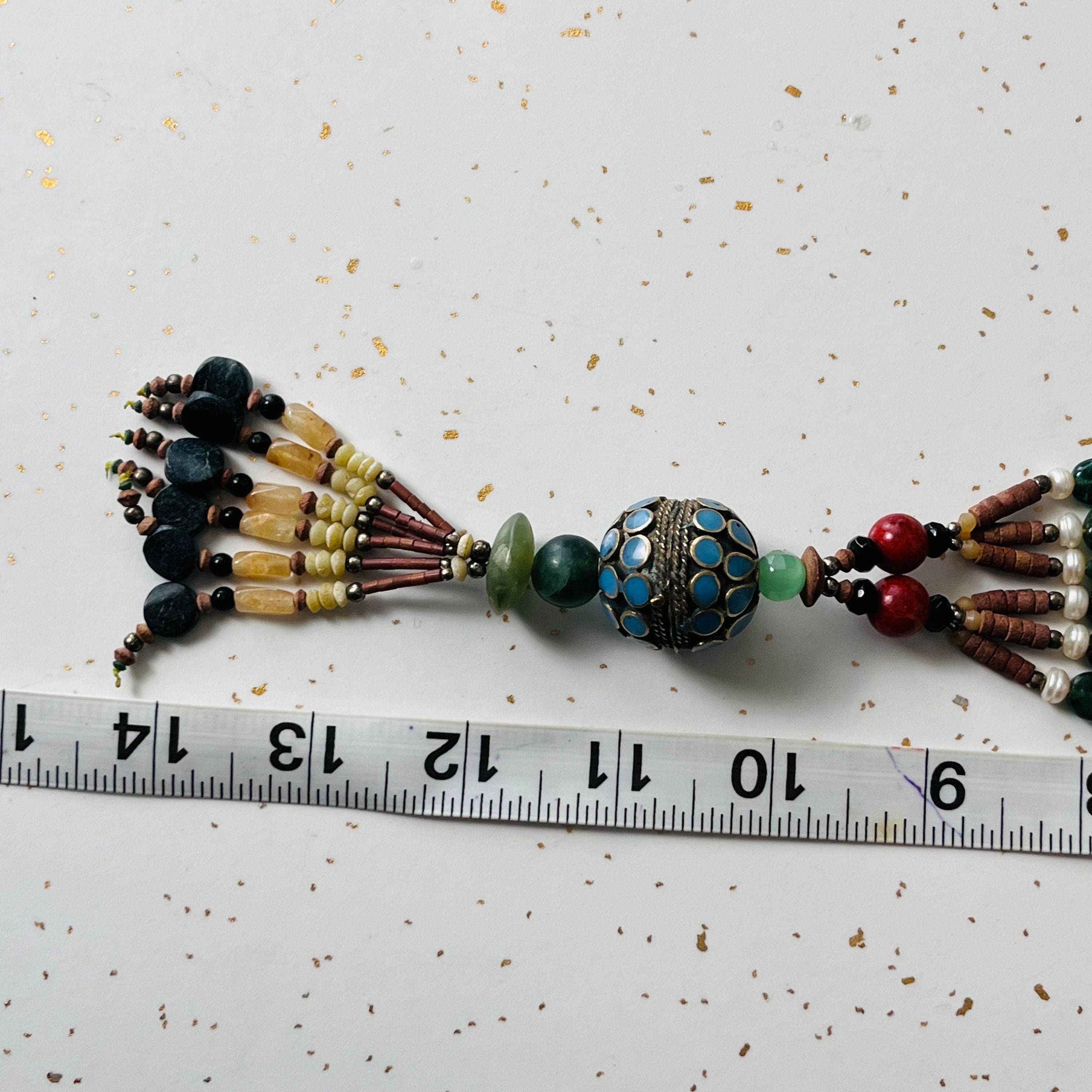 ヴィンテージのマルチカラービーズネックレス、ボヘミアンスタイルの