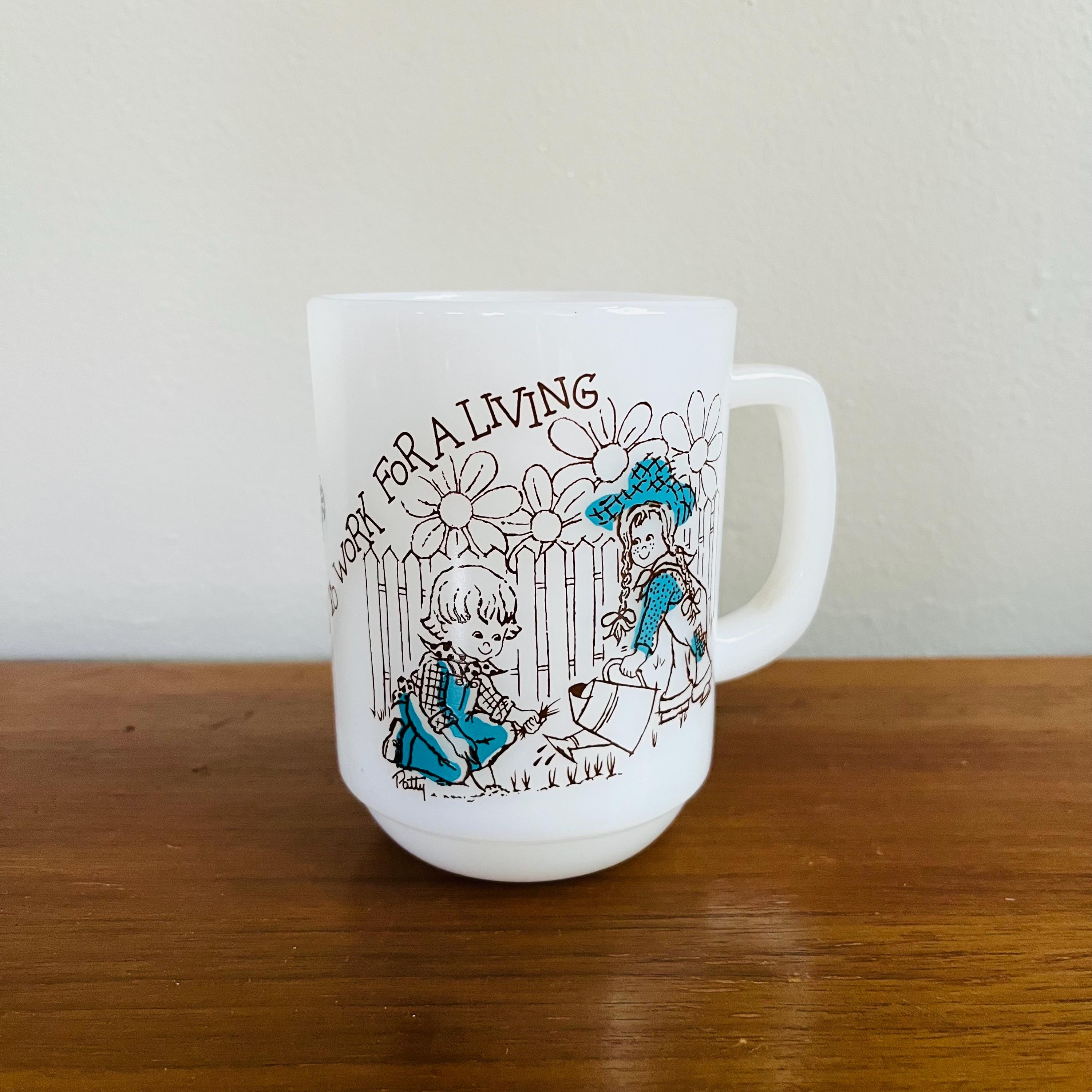 Vintage Fire King Milk Glass Mug, Saturdays Child Poem - Etsy