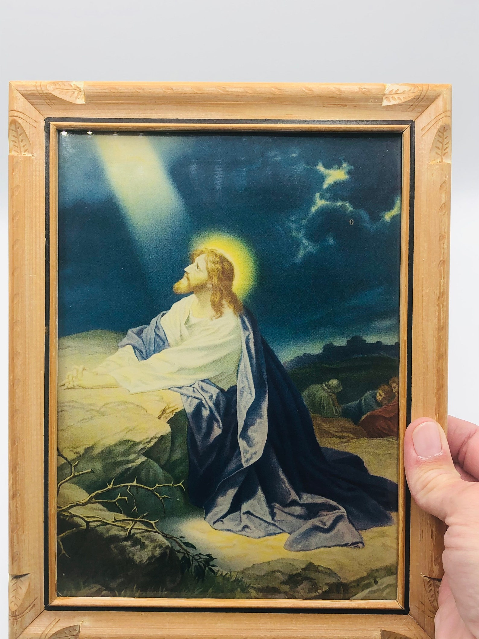 Vintage Framed Jesus Art Print Jesus Praying in the Garden of Etsy