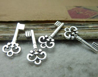 20 pcs Antique Silver Skeleton Key Charms Pendants, 9*21mm Antique Silver Skeleton Key Pendants, Charms For Bracelet, Craft Supplies