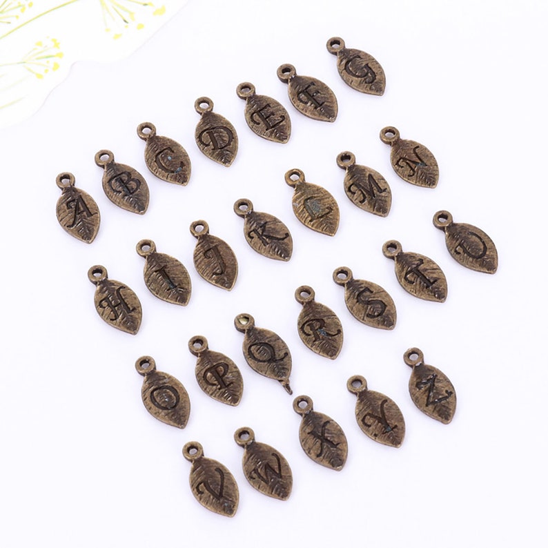 DIY Bulk Charms Carved English Letters Different Charms Necklace Charms 2 set Alloy Leaf Bracelet Charms Wholesale Charms