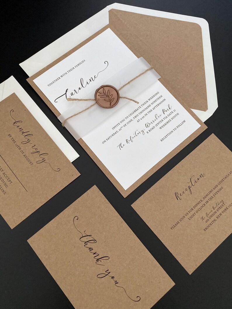 Country Rustic Wedding Invitations With Craft Paper and Etsy