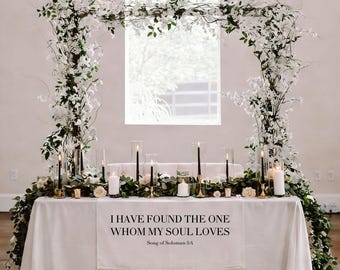 Custom Wedding Table Runner Signs – Linen Fabric Sweetheart Sign, Wedding Quotes Reception Banner