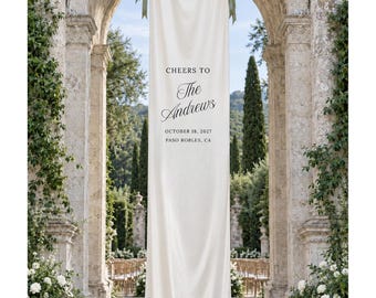 Extra Long Custom Satin Silk Fabric Wedding Welcome Sign Banner