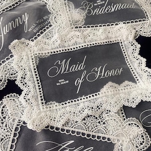 Custom Handmade Lace Fabric Will You Be My Bridesmaid, Maid of Honor Proposal Cards with Free Envelopes