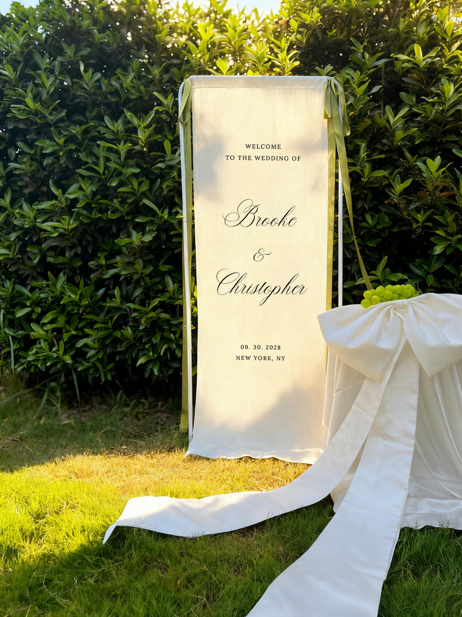 Personalized Linen Welcome Sign – Custom Fabric Wedding Signage, Rustic ...