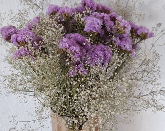 Bouquet de fleurs de limonium séchées Gypsophilia bouquet de limonium séchées Statice fleurs bleues blanches roses bouquet de fleurs séchées de gypsophile lilas