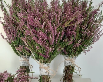 Torkad bukett torkad blombukett rustik bukett skogsmark rustik heminredning vild bröllopsdekor lila lila rosa lavendelfärg