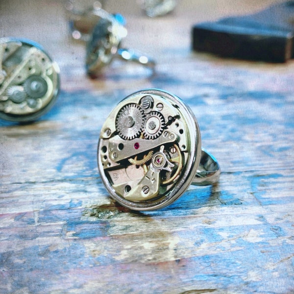 NEW !!! Bague mécanisme réglable - Steampunk - Ernest et Célestin