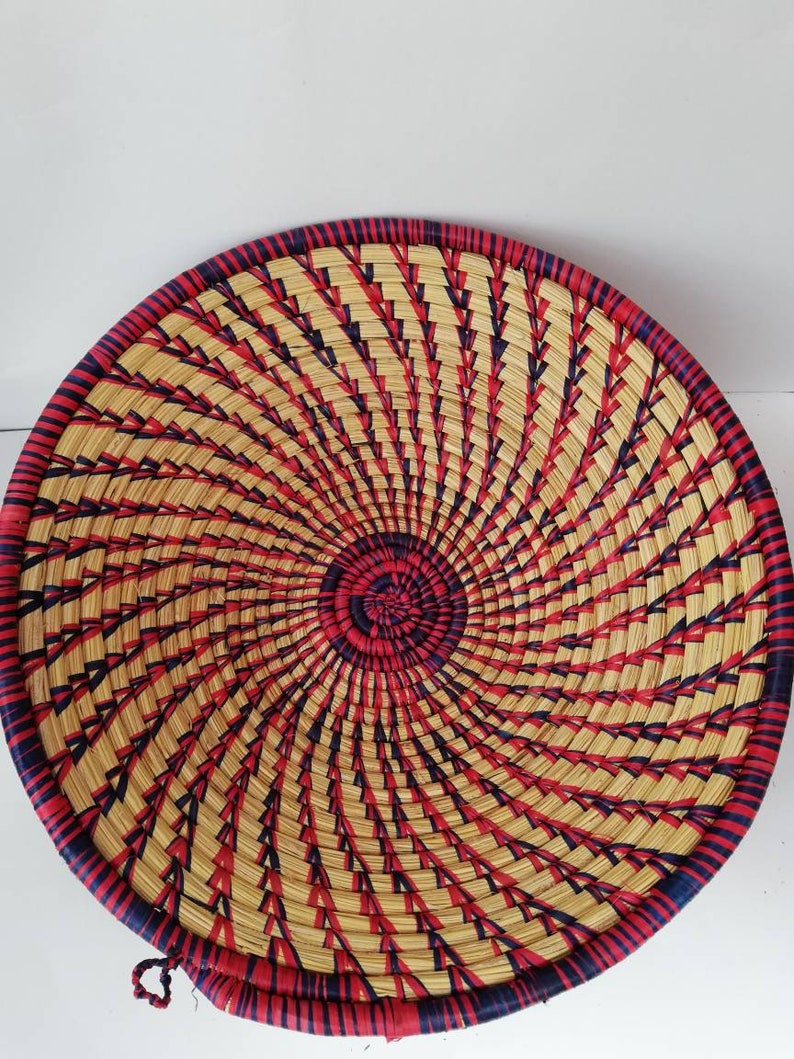 On African Woven Wall Baskets Bowls Decor Raffia Bowl Fruit Basket Gift
