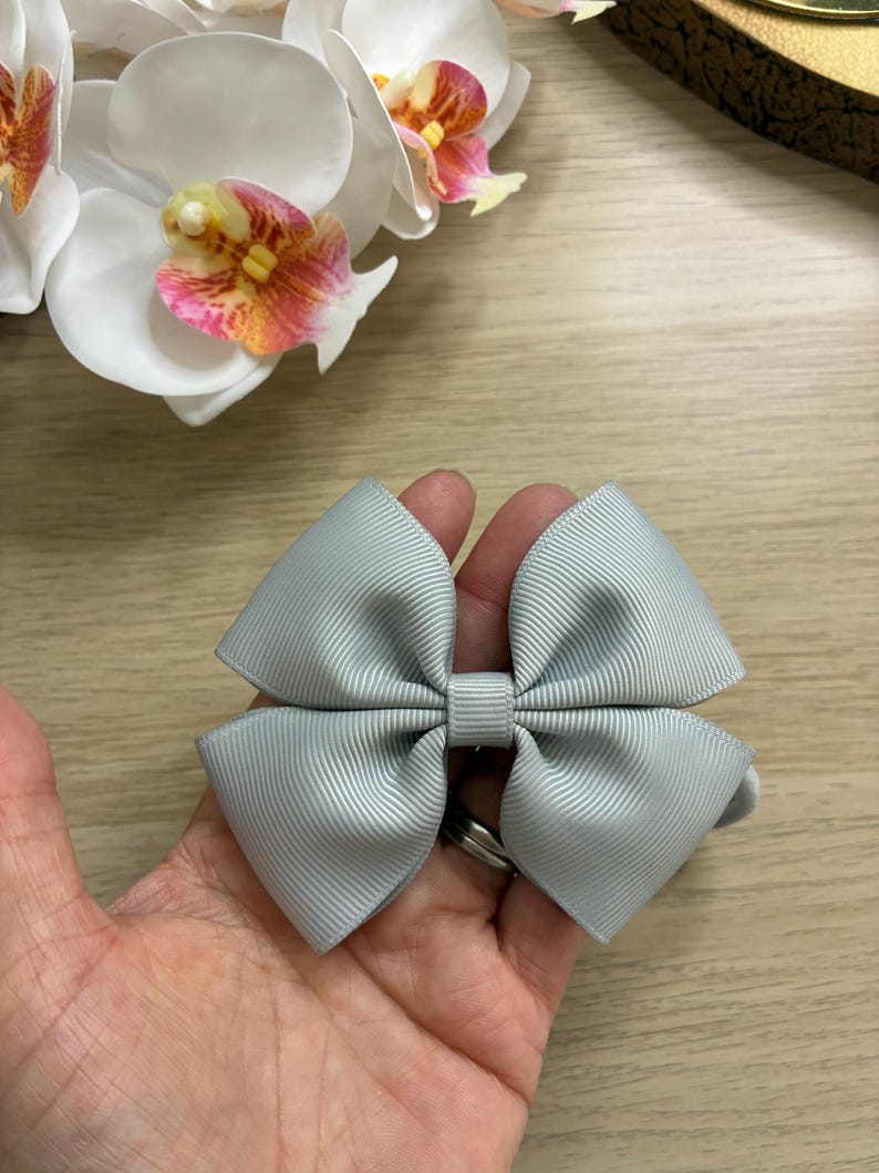 Grey Baby Hairband Bow, Handmade Baby Headband, Floral Bow Headband ...